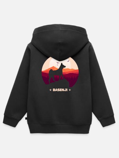 Basenji - Kinder Premium Organic Zip Hoodie - Schwarz