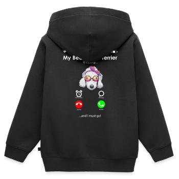 Bedlington Terrier - Sweat Premium à capuche zippé enfant bio - noir - Dos - AI Model Kid Male (0cm)