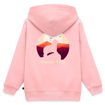 Bearded Collie - Kinder Premium Organic Zip Hoodie - Rosa - Hinten - AI Model Kid Female (0cm)