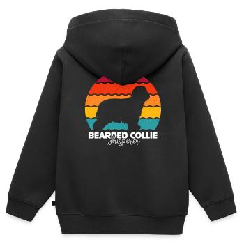 Bearded Collie - Kinder Premium Organic Zip Hoodie - Schwarz - Hinten - AI Model Kid Male (0cm)