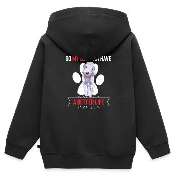 Bedlington Terrier - Sweat Premium à capuche zippé enfant bio - noir - Dos - AI Model Kid Male (0cm)
