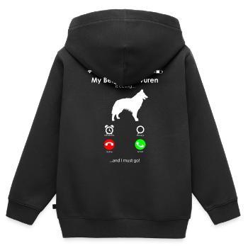 Belgian Tervuren - Kinder Premium Organic Zip Hoodie - Schwarz - Hinten - AI Model Kid Male (0cm)