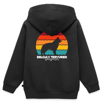 Belgian Tervuren - Kinder Premium Organic Zip Hoodie - Schwarz - Hinten - AI Model Kid Male (0cm)