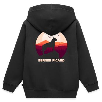 Berger de Picardie - Berger Picard - Sweat Premium à capuche zippé enfant bio - noir - Dos - AI Model Kid Male (0cm)