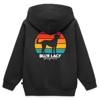 Lacy bleue - Sweat Premium à capuche zippé enfant bio - noir - Dos - AI Model Kid Male (0cm)