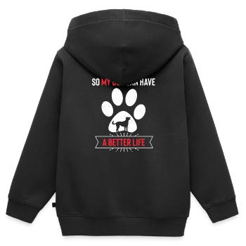 Lacy bleue - Sweat Premium à capuche zippé enfant bio - noir - Dos - AI Model Kid Male (0cm)