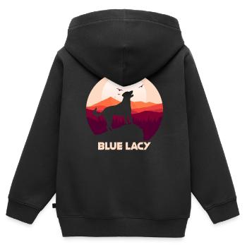 Lacy bleue - Sweat Premium à capuche zippé enfant bio - noir - Dos - AI Model Kid Male (0cm)