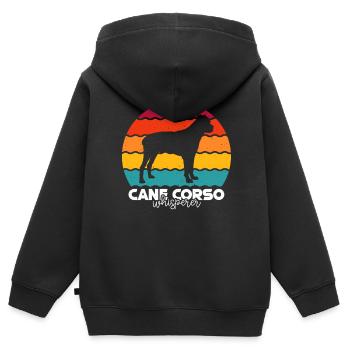 Cane corso - Sweat Premium à capuche zippé enfant bio - noir - Dos - AI Model Kid Male (0cm)
