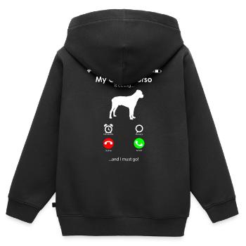 Cane corso - Sweat Premium à capuche zippé enfant bio - noir - Dos - AI Model Kid Male (0cm)
