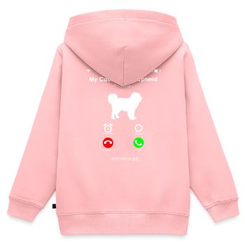 Chien de berger du Caucase Ovcharka - Sweat Premium à capuche zippé enfant bio - rose - Dos - AI Model Kid Female (0cm)