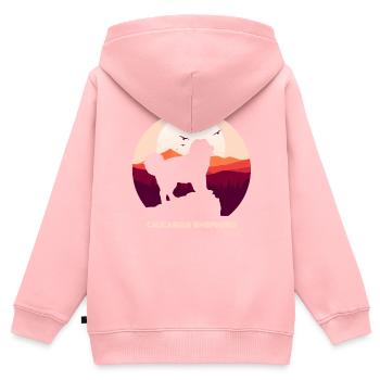 Chien de berger du Caucase Ovcharka - Sweat Premium à capuche zippé enfant bio - rose - Dos - AI Model Kid Female (0cm)