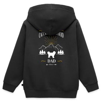 Chien de berger du Caucase Ovcharka - Sweat Premium à capuche zippé enfant bio - noir - Dos - AI Model Kid Male (0cm)