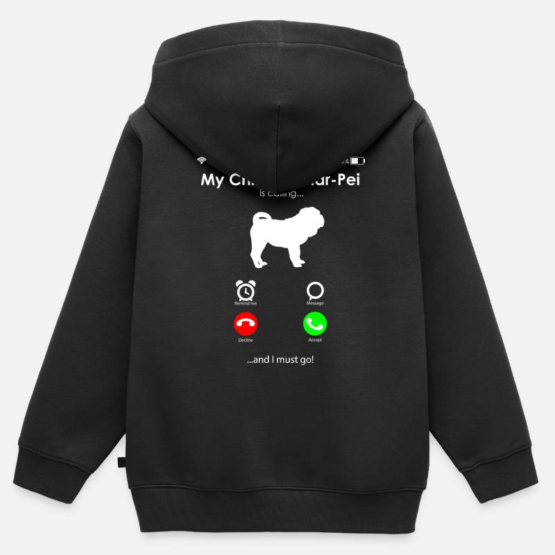 Shar Pei - Sweat Premium à capuche zippé enfant bio - noir