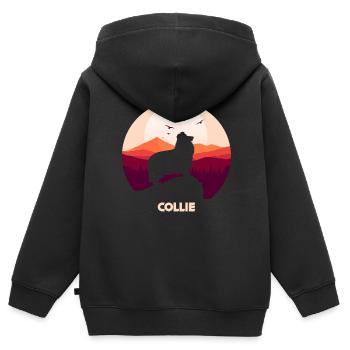 Collie - Kinder Premium Organic Zip Hoodie - Schwarz - Hinten - AI Model Kid Male (0cm)