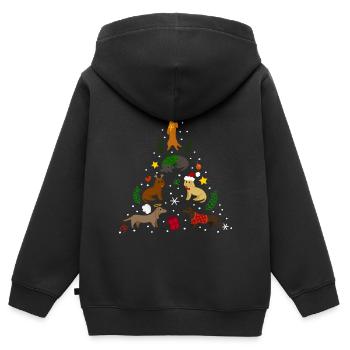 Dachshund Tree Christmas - Kids Premium Organic Zip-up Hoodie - black - Back - AI Model Kid Male (0cm)