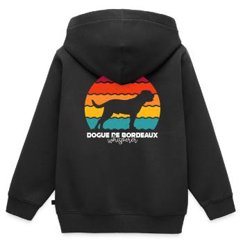 Dogue de Bordeaux - Sweat Premium à capuche zippé enfant bio - noir - Dos - AI Model Kid Male (0cm)