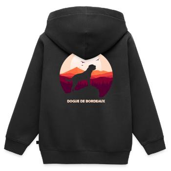 Dogue de Bordeaux - Sweat Premium à capuche zippé enfant bio - noir - Dos - AI Model Kid Male (0cm)