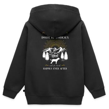 Dogue de Bordeaux - Sweat Premium à capuche zippé enfant bio - noir - Dos - AI Model Kid Male (0cm)