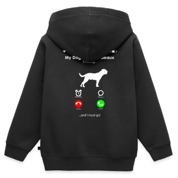 Dogue de Bordeaux - Sweat Premium à capuche zippé enfant bio - noir - Dos - AI Model Kid Male (0cm)