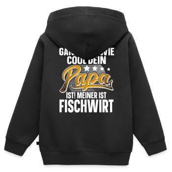 Fischwirt Papa Vater Vatertag Cooler Papa - Kinder Premium Organic Zip Hoodie - Schwarz - Hinten - AI Model Kid Male (0cm)