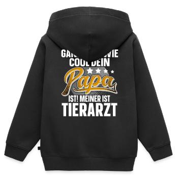 Tierarzt Papa Vater Vatertag Cooler Papa - Kinder Premium Organic Zip Hoodie - Schwarz - Hinten - AI Model Kid Male (0cm)