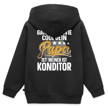 Konditor Papa Vater Vatertag Cooler Papa - Kinder Premium Organic Zip Hoodie - Schwarz - Hinten - AI Model Kid Male (0cm)
