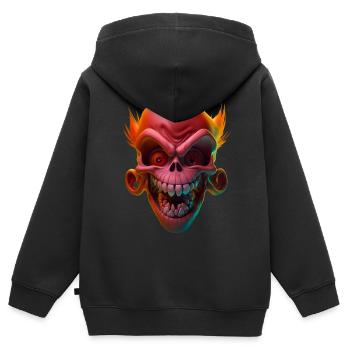 Red laughing Skull - Kinder Premium Organic Zip Hoodie - Schwarz - Hinten - AI Model Kid Male (0cm)