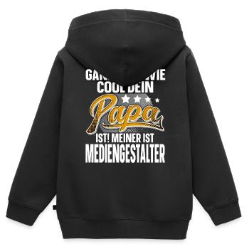 Mediengestalter Papa Vater Vatertag Cooler Papa - Kinder Premium Organic Zip Hoodie - Schwarz - Hinten - AI Model Kid Male (0cm)