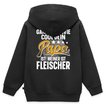 Fleischer Papa Vater Vatertag Cooler Papa - Kinder Premium Organic Zip Hoodie - Schwarz - Hinten - AI Model Kid Male (0cm)