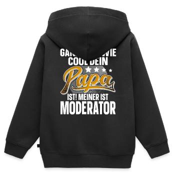 Moderator Papa Vater Vatertag Cooler Papa - Kinder Premium Organic Zip Hoodie - Schwarz - Hinten - AI Model Kid Male (0cm)