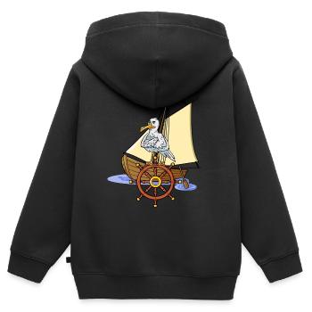 Maritim Bateau Volant Marins Seagull Voilier - Sweat Premium à capuche zippé enfant bio - noir - Dos - AI Model Kid Male (0cm)