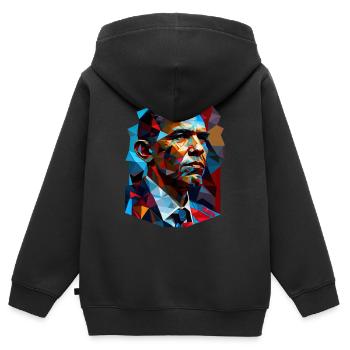 Pop Art d’Obama - Sweat Premium à capuche zippé enfant bio - noir - Dos - AI Model Kid Male (0cm)