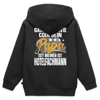 Hotelfachmann Papa Vater Vatertag Cooler Papa - Kinder Premium Organic Zip Hoodie - Schwarz - Hinten - AI Model Kid Male (0cm)