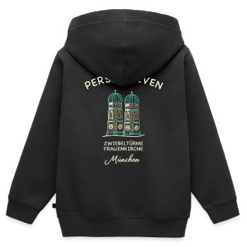 München Frauenkirche Zwillingstürme, Aussichtsturm - Kinder Premium Organic Zip Hoodie - Schwarz - Hinten - AI Model Kid Male (0cm)