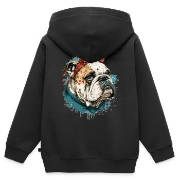 Englische Bulldogge - Kinder Premium Organic Zip Hoodie - Schwarz - Hinten - AI Model Kid Male (0cm)