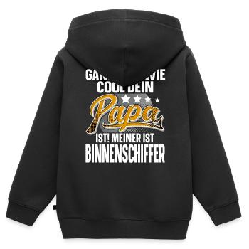 Binnenschiffer Papa Vater Vatertag Cooler Papa - Kinder Premium Organic Zip Hoodie - Schwarz - Hinten - AI Model Kid Male (0cm)