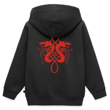 Rote Wikinger-Hydra - Kinder Premium Organic Zip Hoodie - Schwarz - Hinten - AI Model Kid Male (0cm)