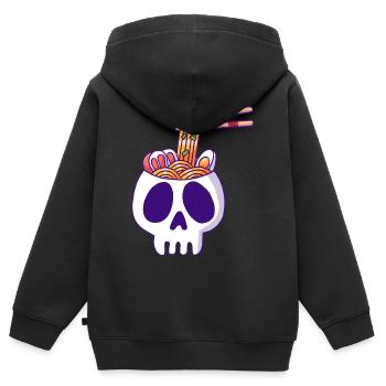 Schädel und Nudeln - Kinder Premium Organic Zip Hoodie - Schwarz - Hinten - AI Model Kid Male (0cm)