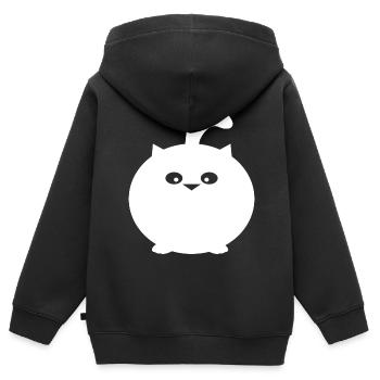 Chat rond épais, conception de chats drôles - Sweat Premium à capuche zippé enfant bio - noir - Dos - AI Model Kid Male (0cm)