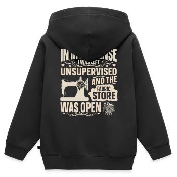 Nähen - Kinder Premium Organic Zip Hoodie - Schwarz - Hinten - AI Model Kid Male (0cm)