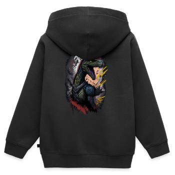 Velociraptor - Kinder Premium Organic Zip Hoodie - Schwarz - Hinten - AI Model Kid Male (0cm)