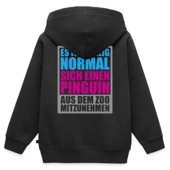 normal pinguin zoo mitnehmen | Farben änderbar - Kinder Premium Organic Zip Hoodie - Schwarz - Hinten - AI Model Kid Male (0cm)