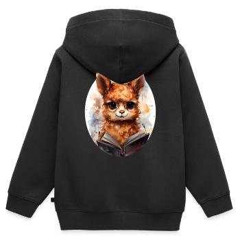Alpaka - Kinder Premium Organic Zip Hoodie - Schwarz - Hinten - AI Model Kid Male (0cm)