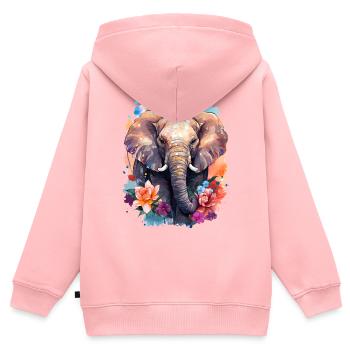 Elefant - Kinder Premium Organic Zip Hoodie - Rosa - Hinten - AI Model Kid Female (0cm)