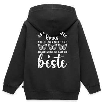 Oma Geschenkidee - Kinder Premium Organic Zip Hoodie - Schwarz - Hinten - AI Model Kid Male (0cm)