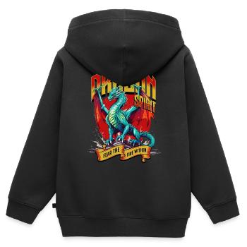 Dragon, Fantaisie, Magie, Mysticisme, Créature, Fable, Animal - Sweat Premium à capuche zippé enfant bio - noir - Dos - AI Model Kid Male (0cm)