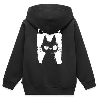 Miau - Kinder Premium Organic Zip Hoodie - Schwarz - Hinten - AI Model Kid Male (0cm)