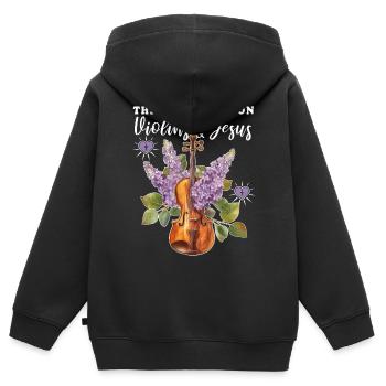 Violon Violon - Sweat Premium à capuche zippé enfant bio - noir - Dos - AI Model Kid Male (0cm)