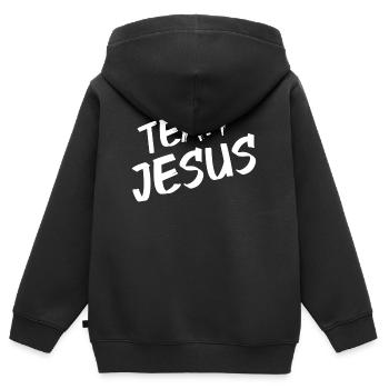 Team Jesus Christus Christ Evangelisch - Kinder Premium Organic Zip Hoodie - Schwarz - Hinten - AI Model Kid Male (0cm)