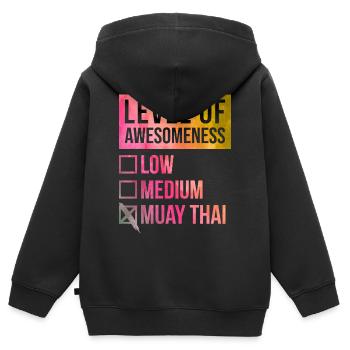 Muay Thai Muay Thai Muay Thai - Sweat Premium à capuche zippé enfant bio - noir - Dos - AI Model Kid Male (0cm)